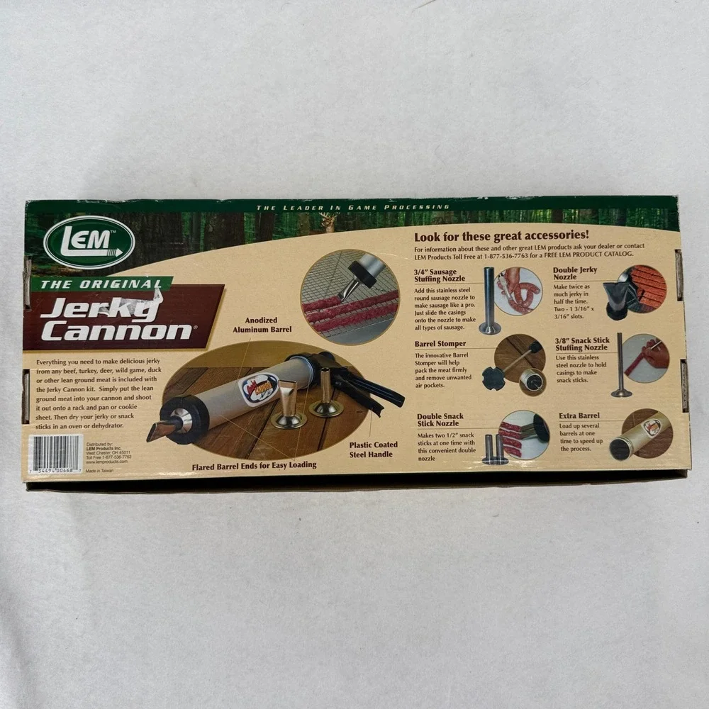 LEM The Original Jerky Cannon Kit 1.5 lb Capacity Aluminum Meat Gun 468 Silver